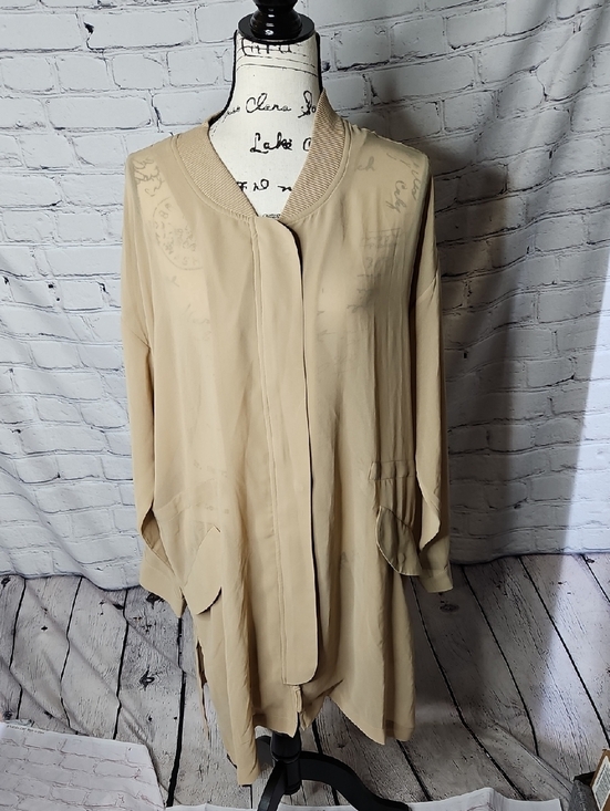 Wynne Layers Jackets & Blazers - Wynne Layers Sheer Beige Longline Layering Zip Front Jacket NWT Size XL